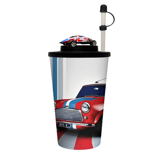 Vaso de 32 oz con Juguete de Carro de Carreras