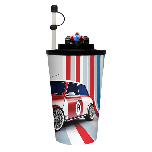 Vaso de 32 oz con Juguete de Carro de Carreras