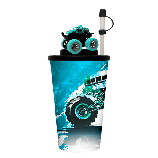 Vaso de 32 oz azul con juguete