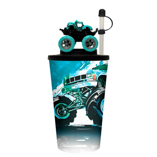 Vaso de 32 oz azul con juguete