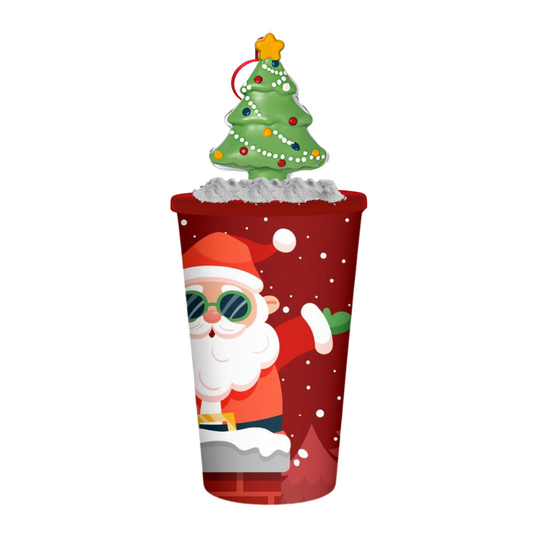 Vaso de 32 oz con Juguete de Árbol Navideño