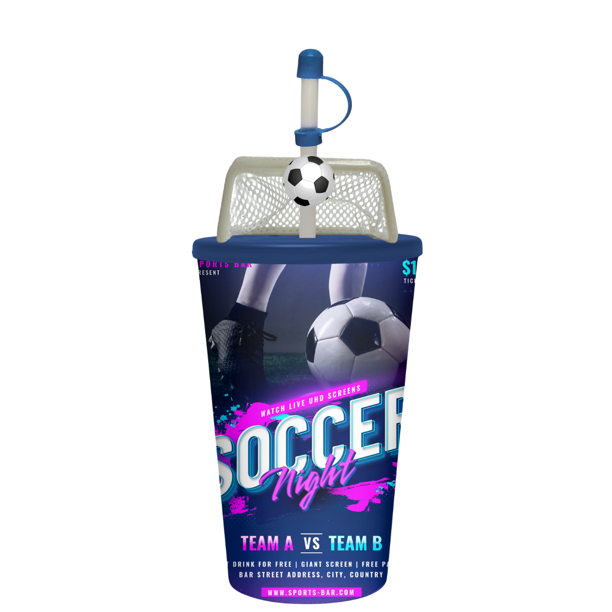 Vaso Soccer de 32 oz con Popote