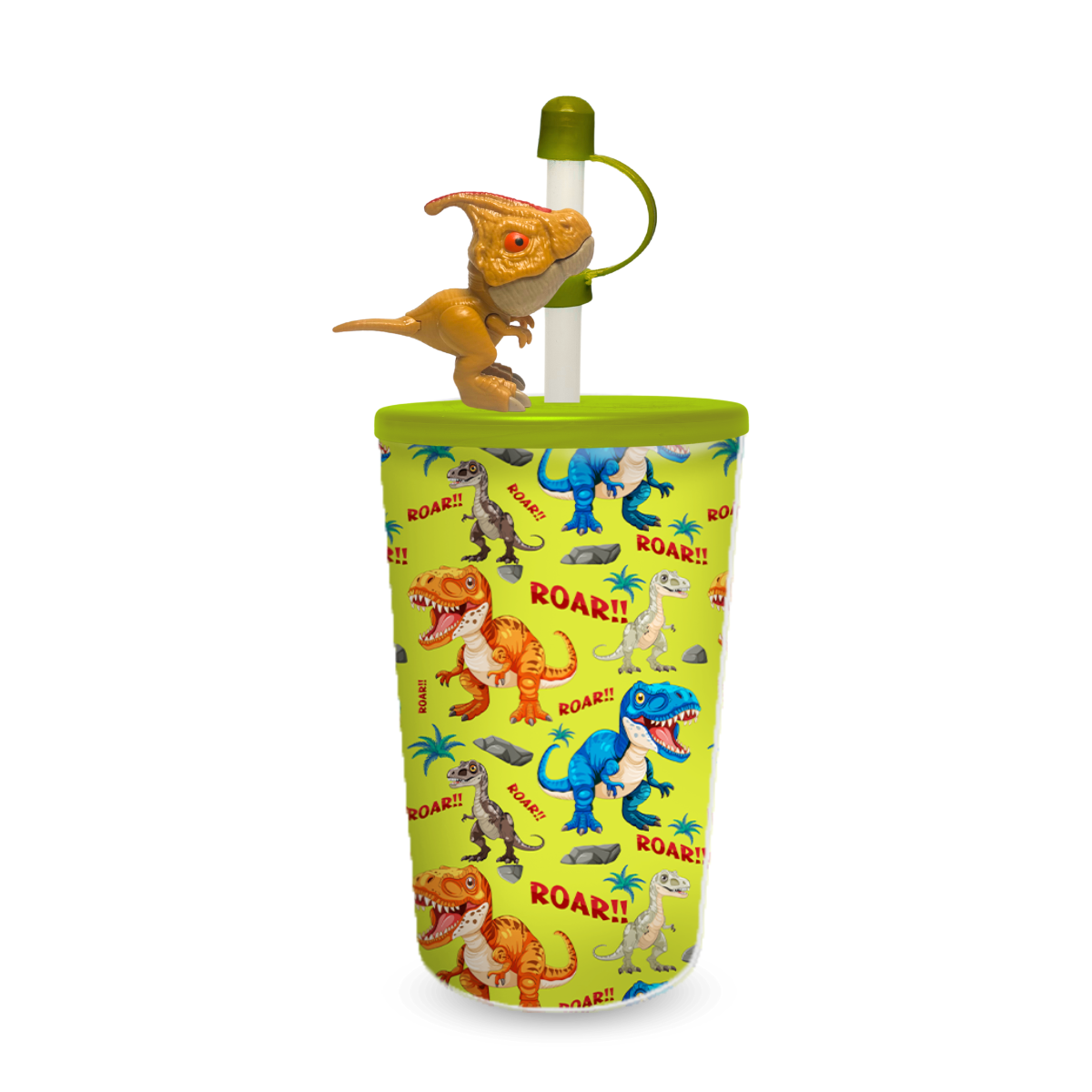 Vaso Dinosaurio de 8 oz con Popote